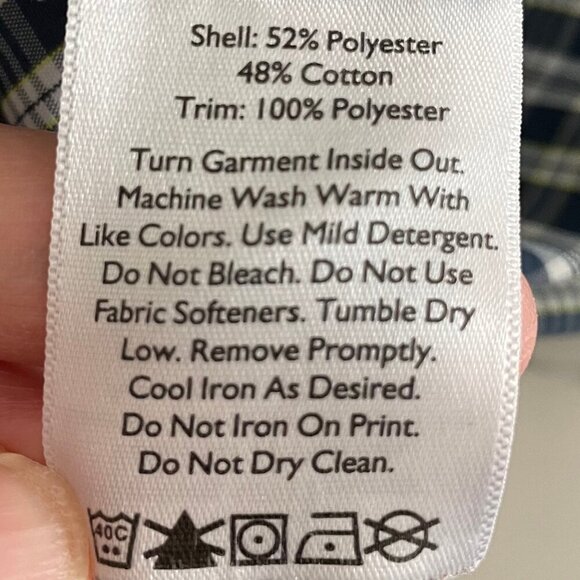 Eddie Bauer Travex LS Lightweight Poly Cotton Plaid Shirt Blue + White Sz M NWOT - Picture 12 of 13